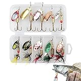 Angelköder, 10 Stück Köder Set Forellen Spoon Spinner Blinker Wobbler Set Spinner Angelköder mit Drillinge Haken, Angelset Set für Forellen, Barsch, Lachs, Hecht, Zander