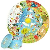 boppi Jahreszeiten Rundes Jigsaw Puzzle aus 100% recyceltem Karton, Frühling, Sommer, Herbst und Winter Szenen, 150 Teile für Kinder 3 4 5 6 7 8 Jahre, 58cm Durchmesser