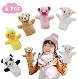 CreepyParty Handpuppen, Tierpuppen-Party-Spielzeug für Kinder Baby, weiche Plüsch-Farmpuppe für Kinder Kleinkinder Jungen Mädchen, 5er-Pack