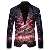 boseucn Weihnachten Sakko Herren, Weihnachts Herren Blazer Weihnachtsmotiv Anzugsakko Party Mantel Lustig Weihnachten Muster Freizeitjacke Revers Sakko Slim Fit Anzugjacke Weihnachten Festlich Kostüm