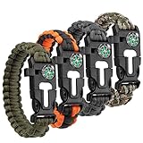 AYMQC Überlebensarmbänder 5-in-1 Paracord Survival Armband mit Kompass Feuerstarter Pfeife Messer Outdoor-Wandern Camping Angeln Jagd Überlebensausrüstung 4 Stück