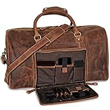 DONBOLSO® Weekender Neapel - Hochwertige Reisetasche Herren groß - Leder Reisetasche Braun - Größe L mit 40 Litern, Handgepäck Ledertasche
