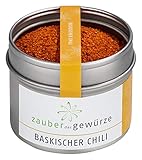 Zauber der Gewürze Baskischer Chili original aus Espelette im Baskenland (Frankreich), Piment d'Espelette, Chilipulver mild-fruchtig, Premium-Qualität in wiederverschließbarer Aroma-Dose, 60 g