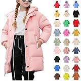 Winterjacke Kinder Verdickte Warm Daunenjacke für Mädchen und Jungen Winter Lang Kapuzenjacke mit Taschen Dicke Gefüttert Baumwolljacke Oversize Leichte Full-Zip Pufferjacke mit Kapuze 2-13 Jahre