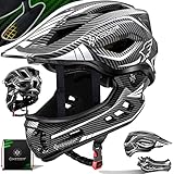 KESSER® Kinderhelm 2in1 Integriert Kinnschutz & Fahrradhelm Kinder Jugend Helm Abnehmbarem Kinnschutz 12 Belüftungen Ink. Transportbeutel BMX MTB Skateboard inliner Größenverstellbarer M 53-58cm