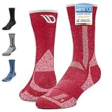 Diasports Merino Wandersocken Herren & Damen | Antiblasen Merinosocken Wanderstrümpfe | Atmungsaktive Outdoorsocken | Warme Thermosocken | Funktionssocken Winter Sport & Arbeit | HIKESTARS Rot 39-42