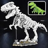 QLT QIAOLETONG Jurassic Dinosaurier Luminous Baustein Spielzeug für Boy 8-14, Verwenden Sie Sonnenlicht/Lichter, um Energie zu speichern,Leuchten bei Kompatibel Mit Dinosaurier（458PCS）