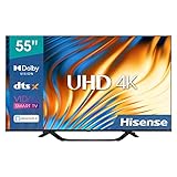 Hisense 55A67H 139cm (55 Zoll) Fernseher, 4K UHD Smart TV, HDR, Dolby Vision, Triple Tuner DVB-C/S/ S2/ T/ T2/ Frameless, Wifi, Bluetooth, DTS Virtual X, Alexa Built-in, Hotel Mode, Schwarz [2022 ]