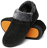 Mishansha Hausschuhe Männer Plüsch Pantoffeln Herren Memory Foam Slippers Warme Indoor Winterschuhe Rauchiges Schwarz Gr.46