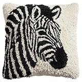 Henypt Knüpfkissen-Set, Zebra knüpfkissen knüpfset, Kreuzstich Knüpfkissen, DIY Kissen Knüpfset Mit Anleitung, Stickerei Knüpf-Sets, Kissenbezug 43x43cm