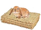 CAMITER Kleintier Grasmatten,Tier-Kauspielzeug, Kaninchen-Bett, Natürliche Handgewebte Grasmatte Sicher und Essbares für Hamster, Kaninchen, Papageien Meerschweinchen und Frettchen (4 Stück)