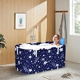 Sinbide 125x55x54cm Tragbare Badewanne, Faltbare Badewanne für Erwachsene, Große Familien Badewanne für SPA, Movable Badewanne mit 2 Ablauflöchern, Studenten Badewanne mit 2.0 verdicktem Rohr