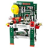 Klein Theo 8485 Bosch Werkbank Nr. 1 | 150-teilig | Inkl. Werkzeuge Und Zubehör | Akkuschrauber Mit Licht & Sound | Spielzeug Für Kinder Ab 3 Jahren, 62 X 42 X 100