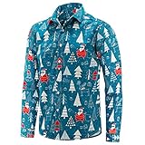 J&DHUASHA Weihnachtliches Hawaii-Hemd für Herren, kurzärmelig, Button-Down-Weihnachtsmann-Urlaubskleid, Hemden, Weihnachten C1015, Klein