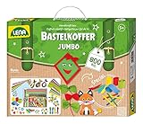 Lena 42629 Bastelkoffer mit vielfältigem Material zum Basteln, mit Moosgummi, Buntpapier, Perlen, Pompon, Satinbänder, Knöpfe, Kulleraugen und vielem mehr, ab 5 Jahre, Jumbo 800er Bunt, 800 Teile