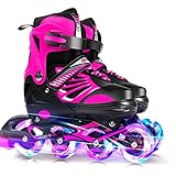 Lixada Inline Skates Kinder Vestellbare Inliner mit beleuchteten PU Rädern Rollschuhe Geschenk für Kinder Teenager,Jungen Mädchen Anfänger Damen Herren,Größe 28-33/34-37/38-41