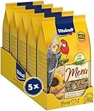 Vitakraft Menü, Vogelfutter für Großsittiche, mit Getreide und Nüssen, Großpackung, ohne Zusatz von Zucker (5X 1kg)