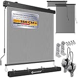 KESSER® Senkrechtmarkise 160x250cm Außenrollo Handkurbelmechanismus Balkonrollo Sonnen-und Sichtschutz Beschattung Sonnenschutz mit Kurbel Markisenkasten Balkon & Terrasse inkl Montageset & Abdeckung