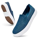 Konhill Loafers für Frauen Slip on Walking Schuhe Knit Breathable Tennis Arbeit Bequem Casual Fashion Sneakers, 220181 Hellblau, 39.5 EU