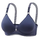 Generisch BH Damen Ohne Bügel Push Up Bustier Große Brüste Starker Halt Vollschalen BHS Warehouse Deal Vollschalen Bra Komfortabler für Frauen Sexy Bralette Gutschein Blau M