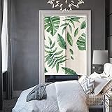 BAOFUYA Türvorhang im japanischen Stil mit grünen Blättern, bedruckt, für Schlafzimmer, Trennwand, geeignet für Wohnzimmer, Toilette, Küche, Badezimmer, Polyester-Material