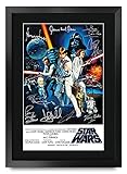 HWC Trading Star Wars A3 Gerahmte Signiert Gedruckt Autogramme Bild Druck-Fotoanzeige Geschenk Für Mark Hamill Harrison Ford Carrie Fisher ALEC Guinness George Lucas Filmfans