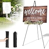 ZEXUPORIUM 160cm Staffelei Groß Stand für Aufsteller Sitzplan Hochzeit Künstler Poster, Kappbar Stativ Staffelei Hochzeit, Easel Leinwand Ständer für Hochzeit, Malerei, Show (Schwarz)