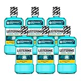 Listerine Cool Mint, Antibakterielle Mundspülung mit intensivem Minzgeschmack, Für gesunde Zähne, 6 x 600 ml