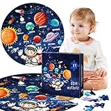 Binblin Kinderpuzzle Sonnensystem,Planeten Kinder für Kinder im Alter von 3-8 Jahren,großes 71 teiliges rundes Weltraum-Planeten Puzzlespielzeug,pädagogisches Lern-Geburtstagsgeschenk