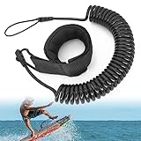 10 Füße Surfboard Leash, Wasserski Fußseil Aufgerollten TPU Sicherheitsfuß Seil Schlaufen für Stand Up Paddle Board Surfbrett (schwarz)