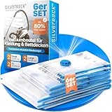 SilverRack Vakuumbeutel für Kleidung u. Bettdecken [6 Stück] in (2x 40x60 cm / 2x 60x80 cm / 2x 80x100 cm) INKL. ETIKETTEN - Vakuumiererbeutel für Kleider, Kissen u. Bettzeug - Vacuum bags bedding