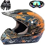 Jugend Motorradhelme,Kinderfahrradreithelm,Junge Und Mädchen, Roller Ski ATV Helm,DOT / ECE-Zertifizierung,Geeignet Für Alle Jahreszeiten,11,S