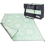Gadgy Outdoor Teppich Wetterfest, 300x200cm Stylischer Balkon Wasserfest und Uv-beständig, Wendbarer Outdoor Garten Teppich, Kunststoff Picknickdecke inkl. Tragetasche, Grün