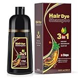 Dark Brown Hair Dye Shampoo Permanent for Men&Women,Instant Hair Color Shampoo for Gray Hair Coverage and Beard,3-In-1 Shampoo for Color Treated Hair,Natural herbal Ingredients.500ml