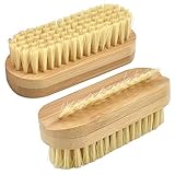 2 Stück Nagelbürste aus Holz, Handwaschbürste mit Naturborsten, Doppelseitige Nagelbürsten aus Bambus, Handbürste Nagelbürste für Männer Frauen Maniküre Zubehör