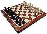 SZACHY-SZAFRANIEC - Schachspiel - Magnetischer Schach-Siebdruck klein- Klappbar Schachbrett |27x27cm| aus Holz & 32 Schachfiguren - Chess Board Set