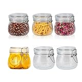 6er Set Einmachgläser 500ml, Drahtbügel-Vorratsgläser mit Bügelverschluss & Silikonring, Glasbehälter Weckgläser mit Deckel Luftdicht für Konserven, Kaffee, Gewürze, Fermentation, Vorratsdosen Küche