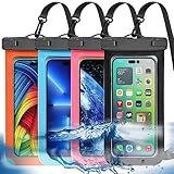 4 Stück Mehrfarbige Allgemein Wasserdichte Handy tasche,Wasserdichte Handy hülle Trocken sack (Schutz stufe: IP68) Outdoor-Sport für Apple iPhone,Samsung und bis zu 7,5 Zoll (Schwarz,Blau,Rosa,Orange)