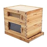 Bienenstock-Superbox aus Holz für Anfänger, Komplettes Bienenstock-Set mit 10 Rahmen, Einfacher Belüftung, Beobachtungsfenster und Bionischer Wachsbeschichtung