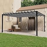 Swpsd Pavillon Festzelt Partyzelt Outdoor Terrassenüberdachung Zelt Eventunterstand für Balkon, Outdoor und Terrasse mit Lamellendach 3x4m Anthrazit Stoff und Aluminium Anthrazit Pavillons