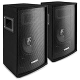 Vonyx SL8 PA Lautsprecher Passiv Set, 2X 400 Watt Partyboxen Set, 8 Zoll Passiv, Disco, DJ Party Lautsprecher mit Griffe, Lautsprecherboxen mit Tophat - Schwarz