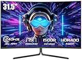 TITAN ARMY 32 Zoll 240Hz 2K Gaming Monitor Curved, QHD 2560 * 1440p, 1ms GTG, G-Sync & FreeSync, 1500R VA Panel Rahmenlos PC Bildschirm, HDR 400, 124% sRGB, VESA, HDMI 2.1, DP 1.4, C32C1S