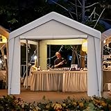 Pavillon Carport 4x6m mit 4 Seitenwänden – Winterfestes Partyzelt & Auto Unterstand mit verzinkten Stahlrohren, wasserdicht & UV-beständig, für Garten, Feier & Lager, Weiß