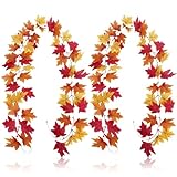 Herbstgirlande Herbstblätter,Herbstdeko Innen Draußen Hängend Ahorn Blätter Girlande Herbst Dekoration Fall Decor Aesthetic Autumn Künstliche Ahornblätter für Outdoor Fenster Haustür Blättergirlande