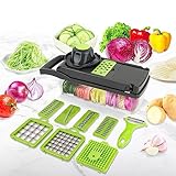 VFANDV Vegetable Cutter, 15 in 1 Gemüseschneider 6 Interchangeable Blades Multifunctional Cutter Gemüseschneider für Zwiebeln Kartoffeln Karotten Verschiedene Gemüse und Früchte