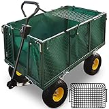 Gardebruk® Bollerwagen 550kg Belastbar Klappbar Stabil Herausnehmbare Plane Gerätewagen Handwagen Garten Gartenkarre Gartenwagen Transportwagen Karre