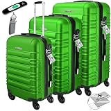 KESSER® 3tlg. Hartschalenkofferset Hartschalenkoffer Reisekoffer Set Reisekofferset Trolley Koffer Inkl. Kofferwaage + Gepäckanhänger Rollkoffer Schloss 4 Rollen ABS-Hartschale Teleskopgriff M-L-XL