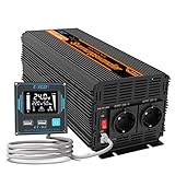 EDECOA Wechselrichter 24v 230v 2000w Spannungswandler Reiner Sinus mit Fernbedienung 2X USB und Bildschirm LCD mit ECO-Modus für Haushaltsgeräten Konverter Stromwandle power inverter