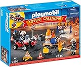 PLAYMOBIL Adventskalender 2021 - 9486 Feuerwehreinsatz auf der Baustelle, Ab 4 Jahren [Exklusiv bei Amazon]