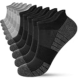 HIYATO 10 Paar Sneaker Socken Herren Damen, Atmungsaktive Sportsocken, Baumwolle Laufsocken Kurz (43-46, Schwarz-Grau)